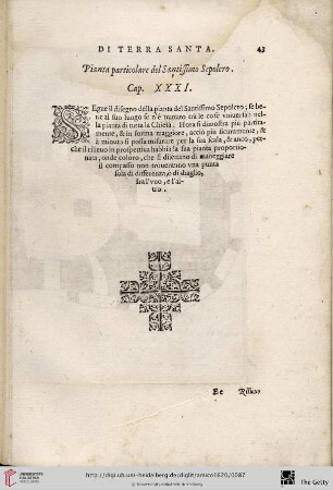 Pianta particolare del Santissimo Sepolcro. Cap. XXXI