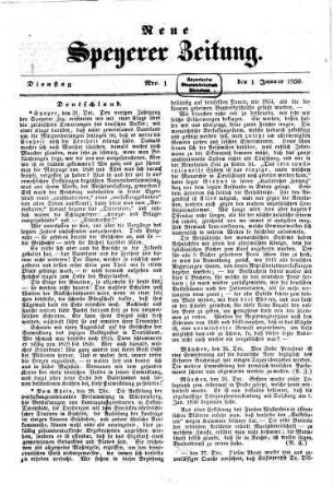 Neue Speyerer Zeitung. 1850