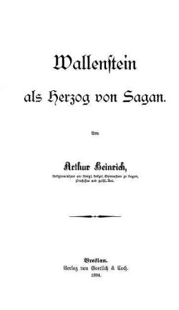 Wallenstein als Herzog von Sagan