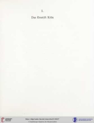 I. Das Erzstift Köln