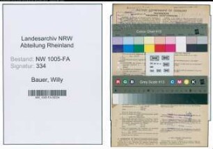 Entnazifizierung Willy Bauer , geb. 08.02.1899 (Geschaeftsinhaber)