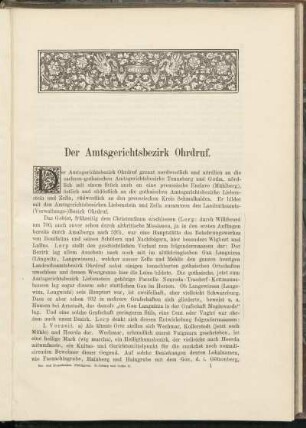 Der Amtsgerichtsbezirk Ohrdruf. [Einleitung]