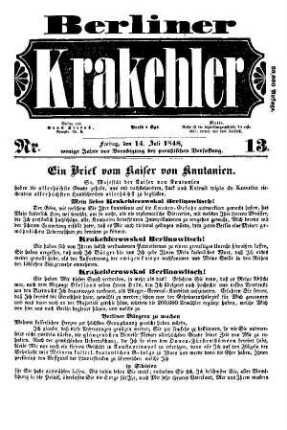 No 13.: No 13, 14.Juli 1848
