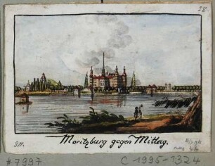 Das Schloss Moritzburg bei Dresden, Blick nach Nordosten