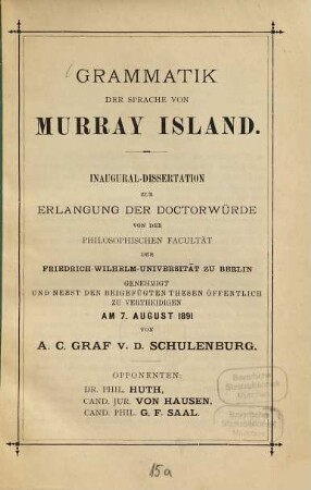 Grammatik der Sprache von Murray Island