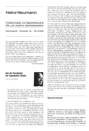 Aus der Geschichte der Eppendorfer Kirche