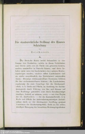 I. Die staatsrechtliche Stellung des Hauses Schönburg zur Reichszeit