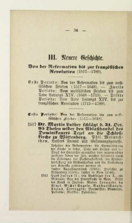 III. Neuere Geschichte. Von der Reformation bis zur französischen Revolution (1517 - 1789)
