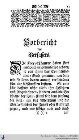 Vorbericht des Verfassers