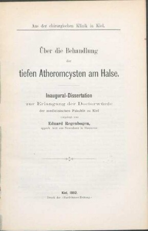 Über die Behandlung der tiefen Atheromcysten am Halse