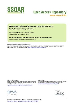 Harmonization of Income Data in EU-SILC