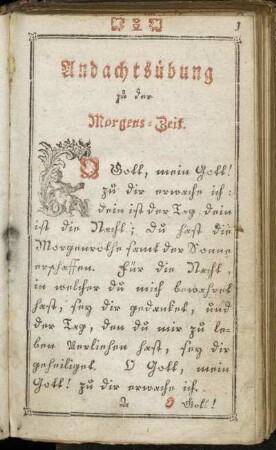 Andachtsübung zu der Morgens-Zeit.