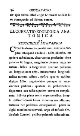 Lucubratio Zoologica Anatomica De Testudine Lithvanica.