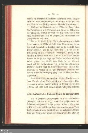 V. Uferdeckwerke oder Palliativ-Bauten an Triftgewässern