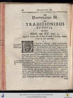 III. De Traditionibus et Votis.