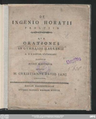 De Ingenio Horatii Prolvsio