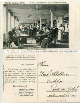Werbung des Schokoladen- und Süßwarenherstellers "Mattke & Sydow" in Görlitz