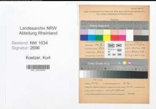 Entnazifizierung Kurt Koelzer , geb. 14.03.1910 (Korvettenkapitaen)