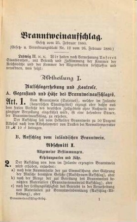 Branntweinaufschlag : Gesetz vom 25. Februar 1880, 1
