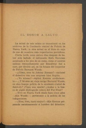 El honor a salvo