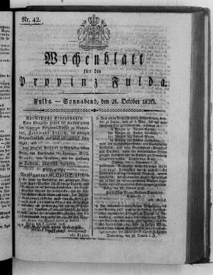 Nr. 42, Ausgabe vom 21. Oktober 1826