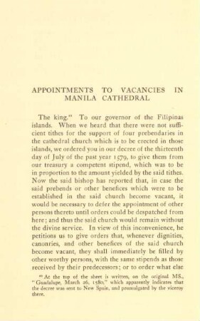 Appointments to vacancies in Manila cathedral