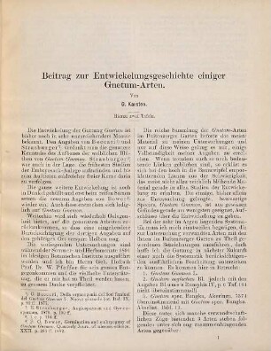 Beitrag zur Entwickelungsgeschichte einiger Gnetum-Arten : Habilitationsschrift