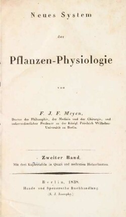 2: Neues System der Pflanzen-Physiologie: Zweiter Band