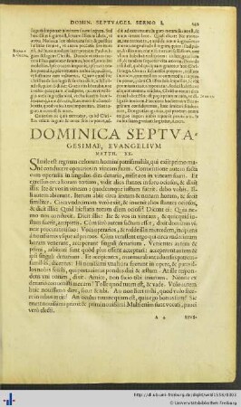 Dominica Septuagesimae.