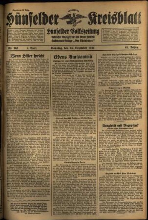 Erste Ausgabe vom Dienstag, den 24. Dezember 1935.