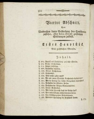Vierter Abschnitt. [§§ 573 - 629] Von Verbrechen deren Bestrafung den Consistorien zustehet, oder deren Strafe geistlichen Stiftungen zufliest