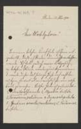Brief von Alois Zick an Unbekannt