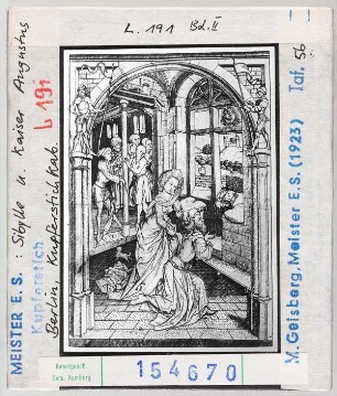 Meister E.S.: Sibylle und Kaiser Augustus. Berlin, Kupferstichkabinett