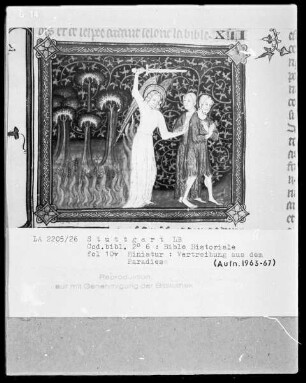 Bible Historiale — Vertreibung aus dem Paradies, Folio 10verso