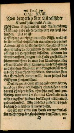 Cap. XVIII. Von dreyerley Art Astralischer Kranckheiten, als Pestis