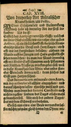 Cap. XVIII. Von dreyerley Art Astralischer Kranckheiten, als Pestis