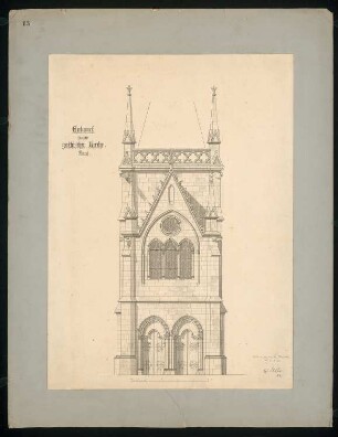 Entwurf zu einer neugotischen Kirche: Ansicht Portal
