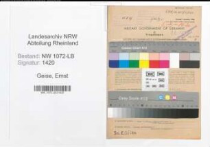 Entnazifizierung Ernst Geise , geb. 04.02.1900 (Justizbeamter)