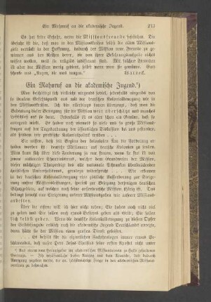 Ein Mahnruf an die akademische Jugend