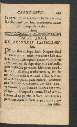 Caput XXVII. De Ariduris Particularibus.
