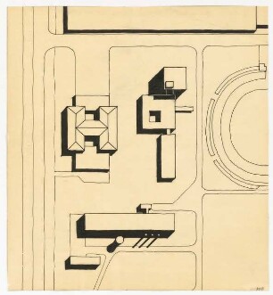 Hochschulbibliothek, Karlsruhe Neubau: Vorprojekt: Erweiterung der Mensa und Neubau Hochschulbibliothek. Lageplan, 1:1000