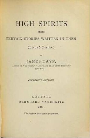 High spirits : being certain stories written in them, 2