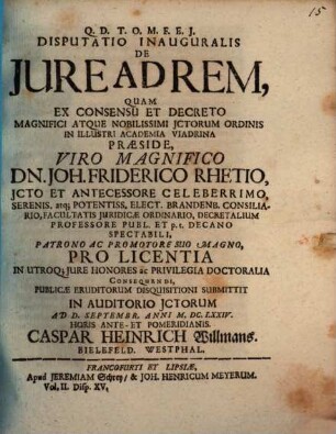 Disp. inaug. de iure ad rem