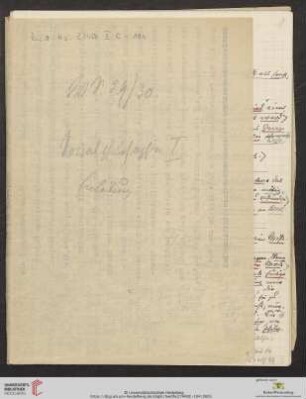 Nachlass Heinrich Rickert: W.S. 29/30. Sozialphilosophie I. Einleitung. (Manuskripttitel)