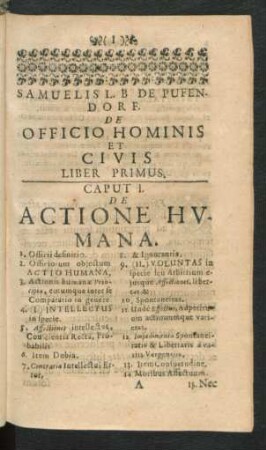 Caput I. De Actione Humana