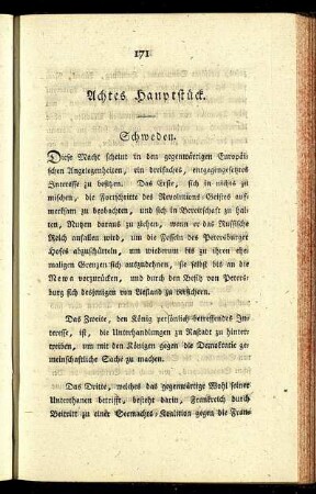 Achtes Hauptstück. Schweden.
