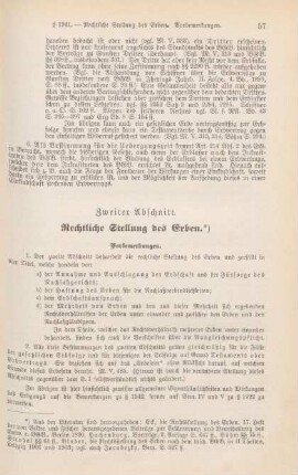Zweiter Abschnitt. Rechtliche Stellung des Erben