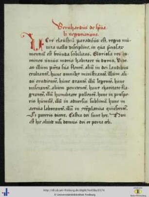[85v] Excerptum e Bernardi Claraevallensis sermone de quinque negotiationibus et quinque regionibus.