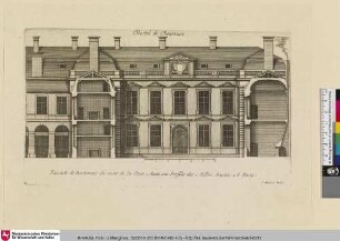 Le Grand Marot, Bl. 36: l'Hostel de Cheureuse. Fassade de Bastiment du costé de la Cour. Avec ses Profils des Ailles, bastie A Paris