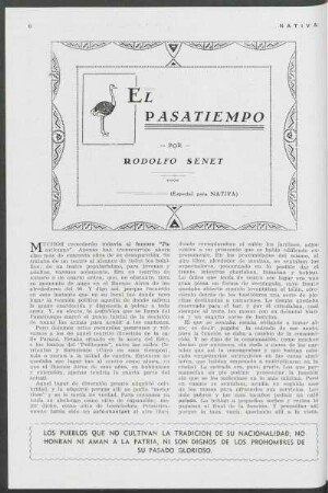 El pasatiempo : (Especial para Nativa)
